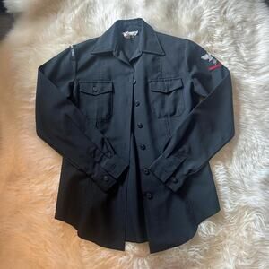 Vintage womens navy dress shirt